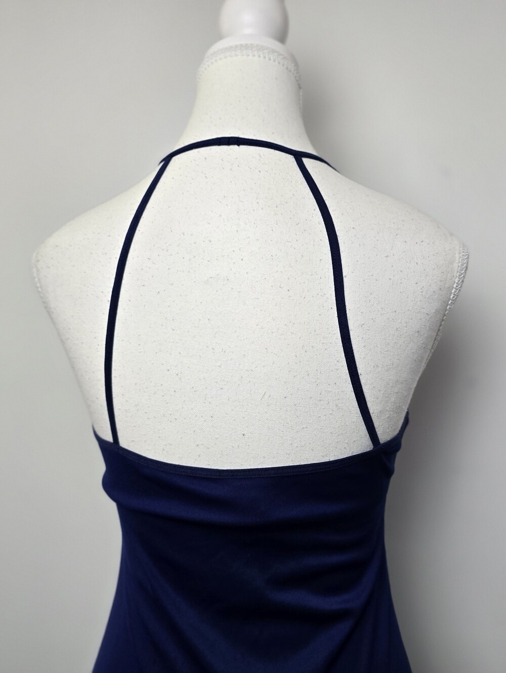 Vintage La Senza Blue Halter Maxi Dress Side Slit V-Neck Size M Romantic Chic - Picture 6 of 9